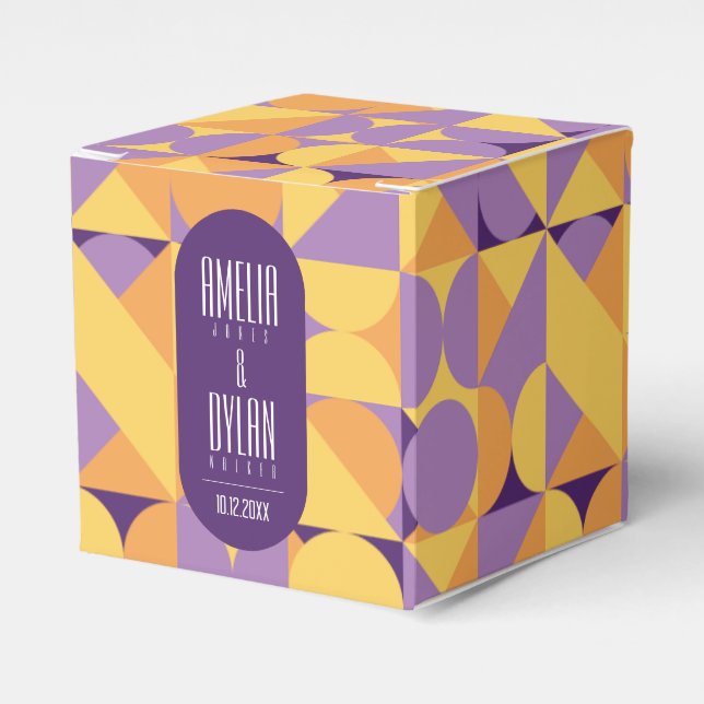 Geometrische Retro Vibes Herbstfarbe Vorfelder Geschenkschachtel (Vorderseite)