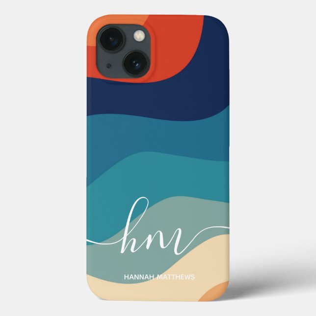 Geometrische Retro-Waves-Regenbogen-Trendy des mit Case-Mate iPhone Hülle (Rückseite)