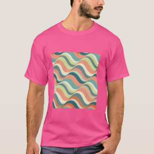 Geometrische Retro-Wellenstreifen Orange-Grün Opti T-Shirt