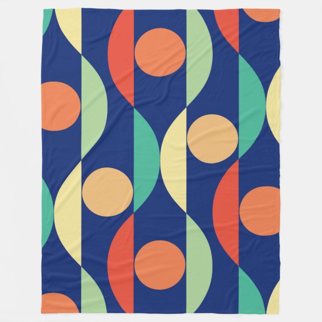 Geometrische Retrofarben 70er Fleecedecke (Vorderseite)