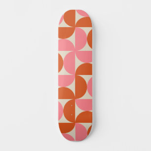 Geometrische rosa Halbkreise des mittleren Jahrhun Skateboard