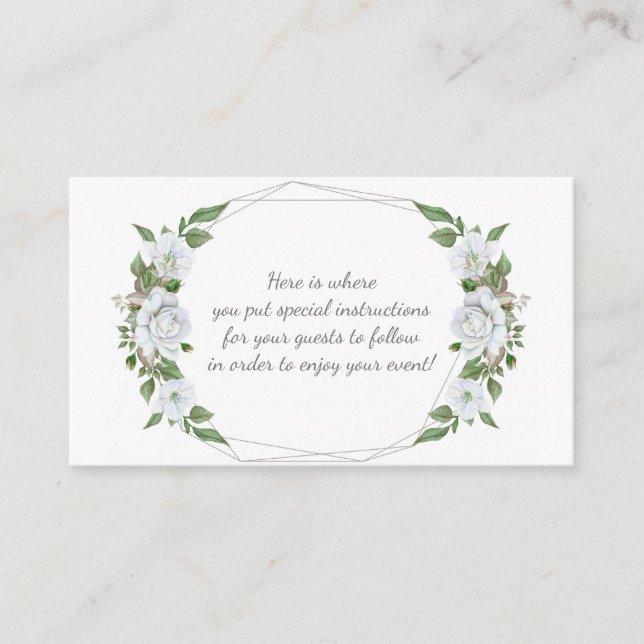 Geometrische Rose der weißen Flora Begleitkarte (Vorderseite)