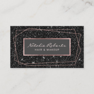 Geometrische Rose Gold Black Glitzer Makeup Künstl Visitenkarte
