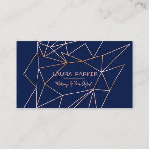 Geometrische Rose Gold Blue Beruflich Construct Visitenkarte