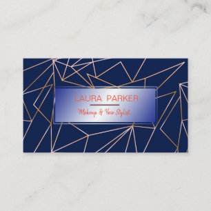 Geometrische Rose Gold Blue Beruflich Construct Visitenkarte
