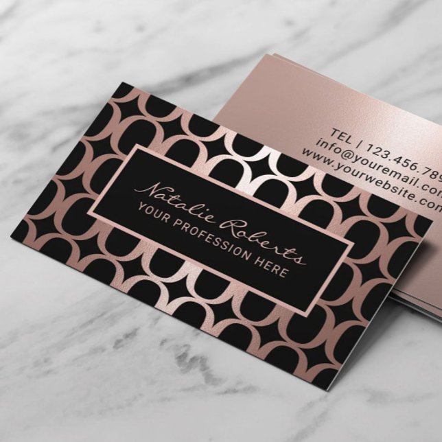 Geometrische Rose Gold Haare Stylist Beauty Salon  Visitenkarte (Von Creator hochgeladen)