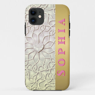 Geometrische Rose Gold LIEBE Herzmuster Case-Mate iPhone Hülle