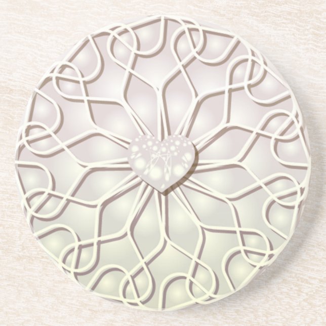 Geometrische Rose Gold LIEBE Herzmuster Getränkeuntersetzer (Vorne)