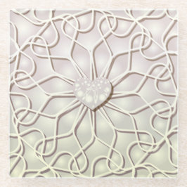 Geometrische Rose Gold LIEBE Herzmuster Glasuntersetzer