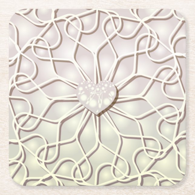 Geometrische Rose Gold LIEBE Herzmuster Rechteckiger Pappuntersetzer (Vorderseite)