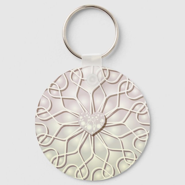 Geometrische Rose Gold LIEBE Herzmuster Schlüsselanhänger (Vorderseite)