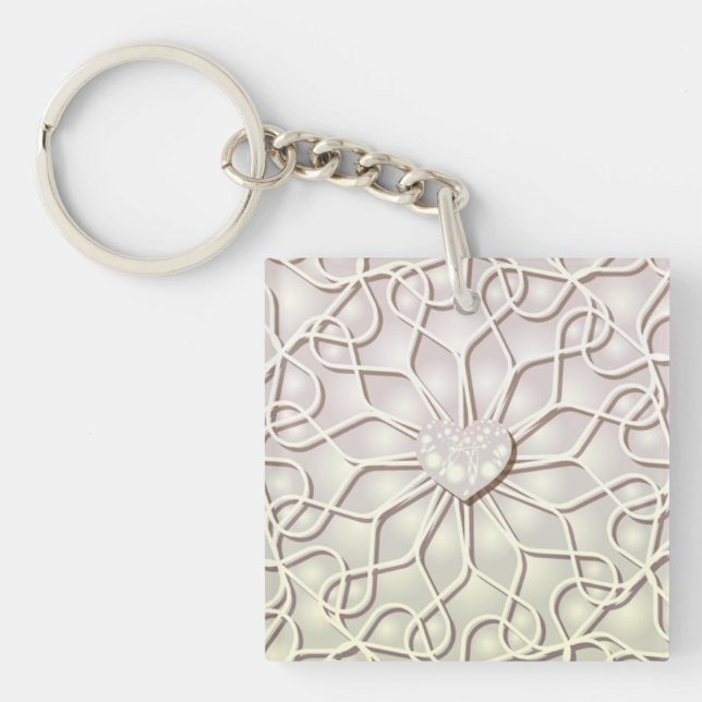 Geometrische Rose Gold LIEBE Herzmuster Schlüsselanhänger (Vorderseite)