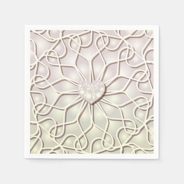 Geometrische Rose Gold LIEBE Herzmuster Serviette (Vorderseite)