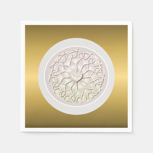 Geometrische Rose Gold LIEBE Herzmuster Serviette (Vorderseite)