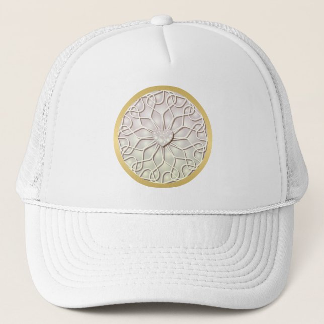 Geometrische Rose Gold LIEBE Herzmuster Truckerkappe (Vorderseite)