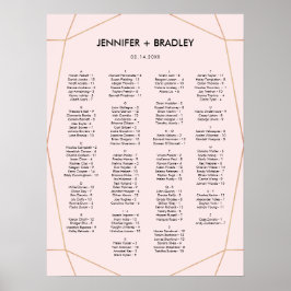 Geometrische Rose Gold Seating Chart | Benutzerdef Poster