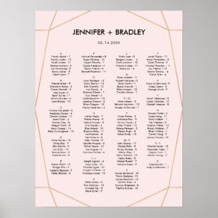 Geometrische Rose Gold Seating Chart   Benutzerdef Poster
