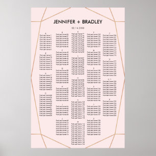 Geometrische Rose Gold Seating Chart   Benutzerdef Poster