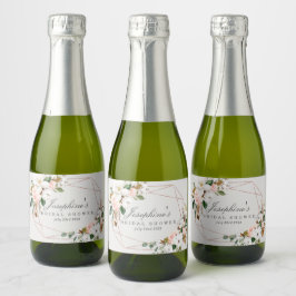Geometrische Rose Gold Sparkling Wein Mini-Etikett