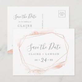 Geometrische Rose Gold Wasserfarbe Save the Date Einladungspostkarte
