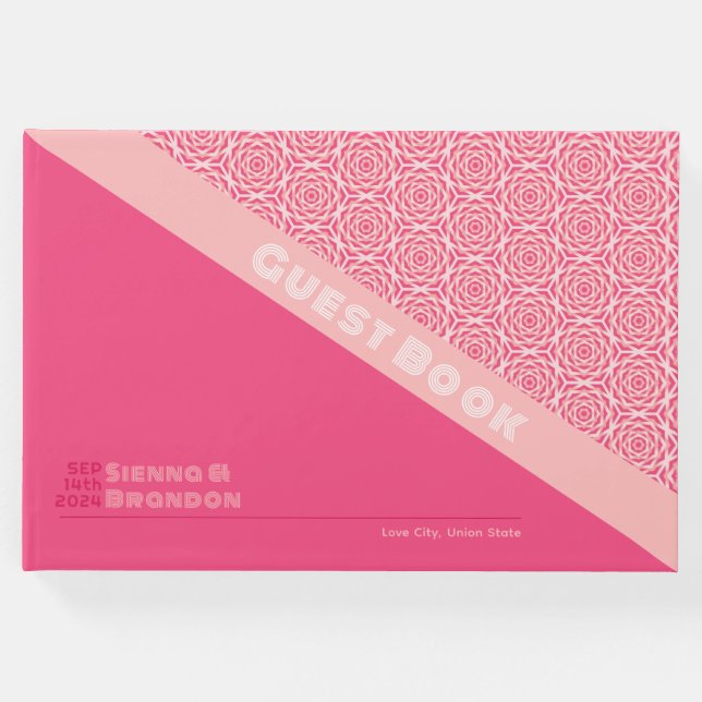Geometrische Rose Red Wedding Gästebuch (Vorderseite)