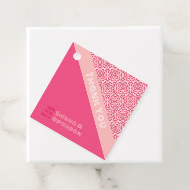 Geometrische Rose Red Wedding Square Gefälligkeits Geschenkanhänger (Beispiel)