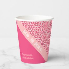 Geometrische Rose, rotes Hochzeitspapier Pappbecher