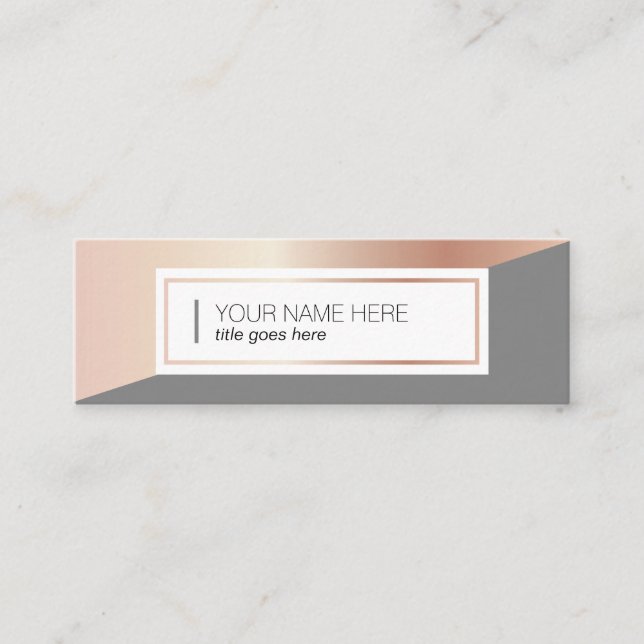 Geometrische Rosegold graue MiniVisitenkarte Mini Visitenkarte (Vorderseite)