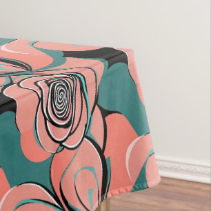 Geometrische Rosen in Schwarz- und Blautönen Tischdecke