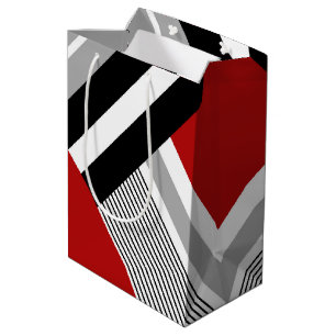 geometrische rote, graue, weiße und schwarze Forme Mittlere Geschenktüte