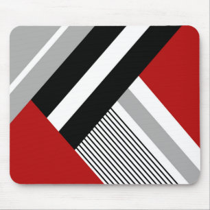 geometrische rote, graue, weiße und schwarze Forme Mousepad