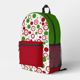 Geometrische rote grüne Silberringe Bedruckter Rucksack