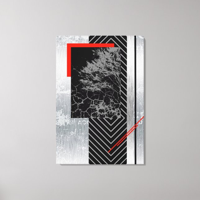 Geometrische rote, schwarze, graue, moderne Leinwa Leinwanddruck (Vorderseite)