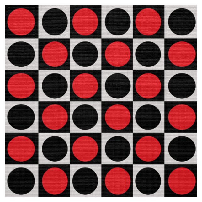 Geometrische rote schwarze Punkte Stoff (Muster)