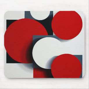 🔴 Geometrische rote weiße Arbeitsplatzmatte 🔴 Mousepad