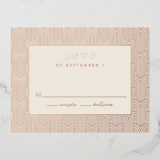Geometrische RSVP-Karte Folie Einladungspostkarte (Vorderseite)