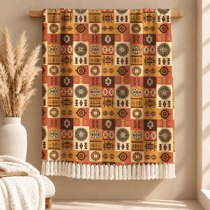 Geometrische Rustikal-Afrika-Motive Kuscheldecke D Fleecedecke