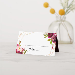 Geometrische Rustikale Blush Burgundy Wedding Plat Platzkarte