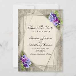 Geometrische Rustikale Pansy Save the Date