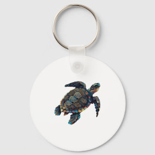 Geometrische Schildkröte Abstrakter Regenbogen Schlüsselanhänger