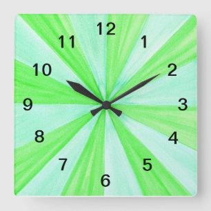 Geometrische Schlitze der grünen und blauen Uhr