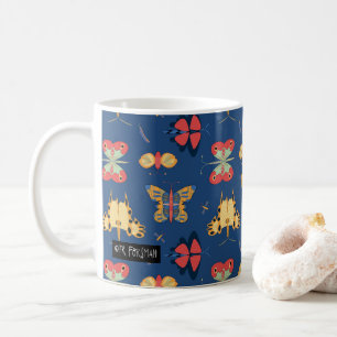 Geometrische Schmetterlinge auf Blau Kaffeetasse