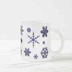 Geometrische Schneeflocken - Blau Mattglastasse