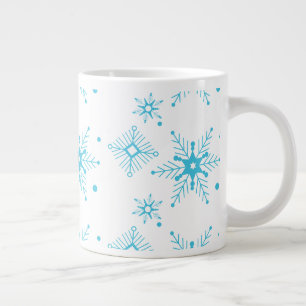 Geometrische Schneemischung Feiertag Blau Jumbo-Tasse