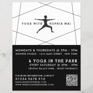 Geometrische Schwarz-Weiß-Yogakurs-Werbung Flyer