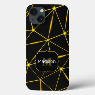 Geometrische schwarze Dreiecke goldene Linien Mono Case-Mate iPhone Hülle