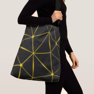 Geometrische schwarze Dreiecke, Goldlinien Tragetaschen Mit Langen Trägern