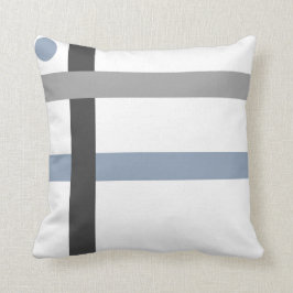 Geometrische schwarze graue blaue weiße Stangen Kissen
