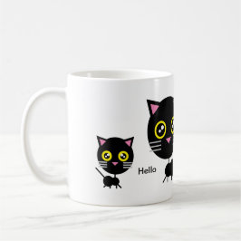 Geometrische schwarze Katze Kaffeetasse