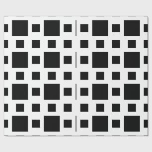 Geometrische schwarze Quadrate Geschenkpapier